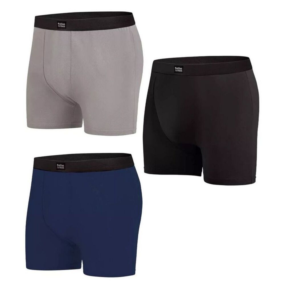 Atlas For Men Mens Boxer Shorts (Pack of 3) / Black/Gray/Blue